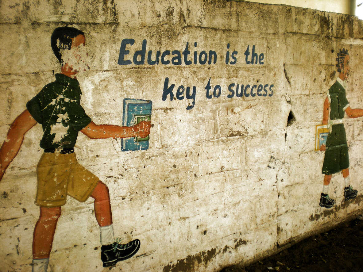 Painting on an outer wall of a school in Uganda